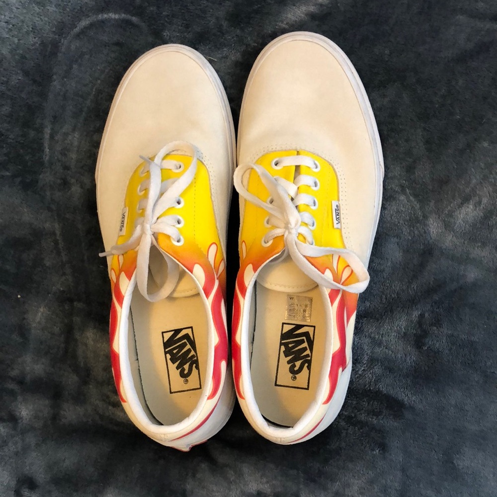 Cream w/ flames suede Vans size 11